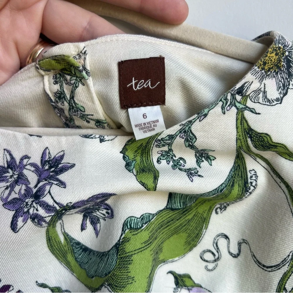 Tea Collection Green & Purple Floral Kid’s Dress - Size 6 - Picture 4 of 12